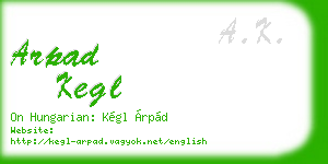 arpad kegl business card