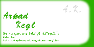 arpad kegl business card